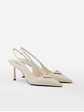 PRADA Saffiano Leather  Cream White  Slingback  Heels